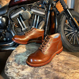 Retro GOOD YEAR Craft Black Motorcycle Handmade Boots