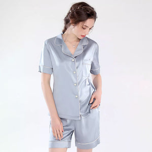 Fashion Summer Ice Silk Thin Pajamas Suit