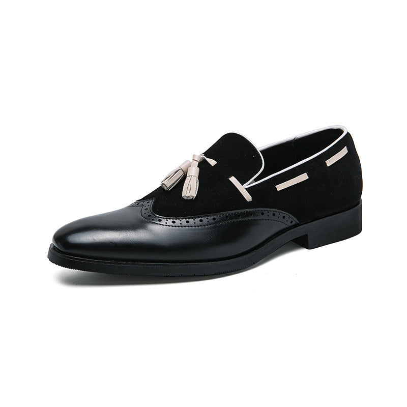 Men's Fringed Leather Shoes British Pointed Gradient Loafers