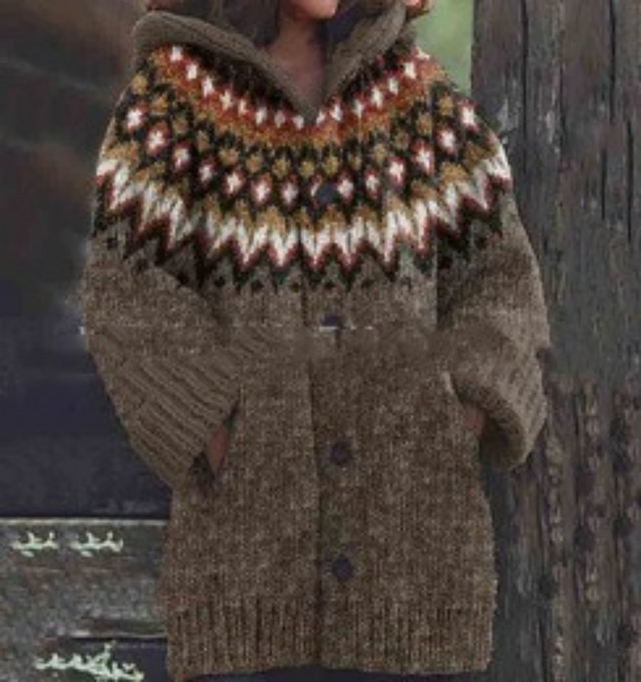 Retro Coat Lazy Hooded Knitted