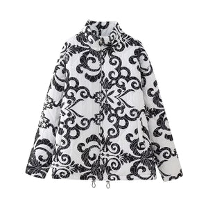 European And American Women's Clothing Printed Cotton Jacket