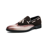 Men's Fringed Leather Shoes British Pointed Gradient Loafers